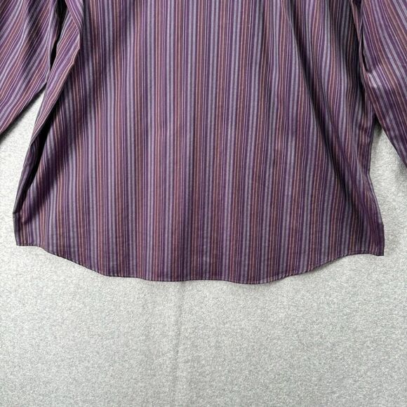 Eddie Bauer Mens TXL Button Down Shirt Wrinkle Resistant Purple Striped Work - Picture 11 of 12